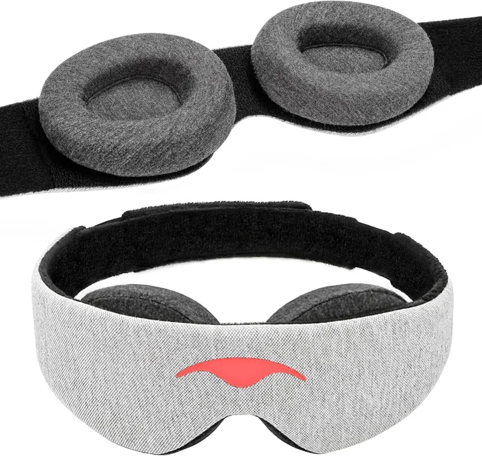 Manta Original sleep mask in gray with two detachable contoured eye cups